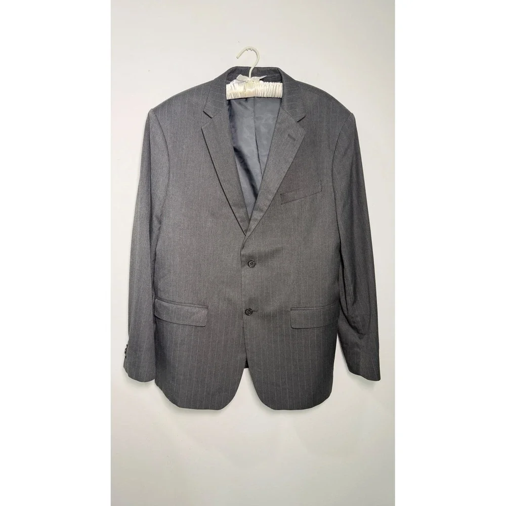 Banana‎ Republic Mens 46R Blazer Sport Coat Dark Charcoal Pinstripe 207755-00